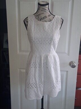 Sequin Hearts Juniors White Eyelet Sleeveless Summer Dress Back Cut Out 9